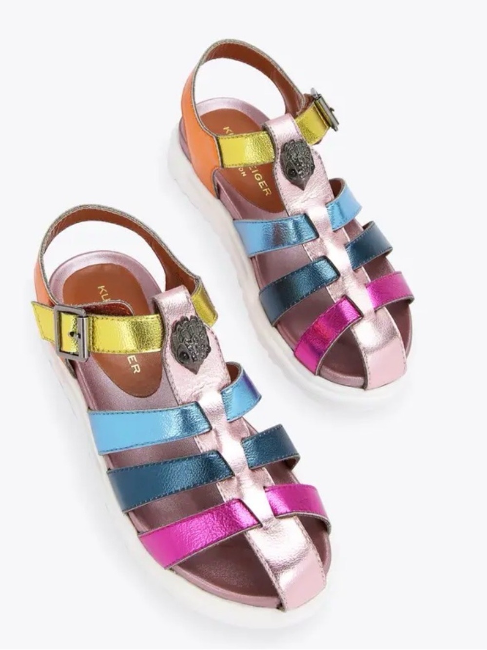 NWOT Kurt Geiger Metallic Multi-Color Strappy Kids Sandals